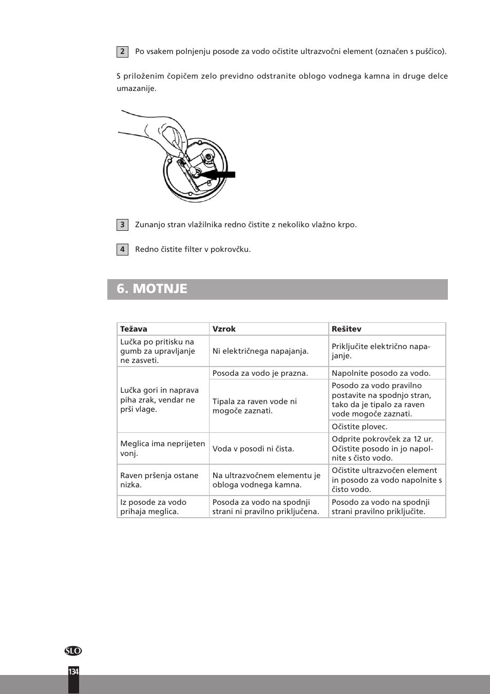 Motnje | Qlima H130 User Manual | Page 134 / 140