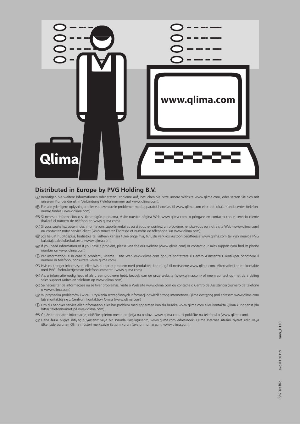 Distributed in europe by pvg holding b.v | Qlima H130 User Manual | Page 140 / 140
