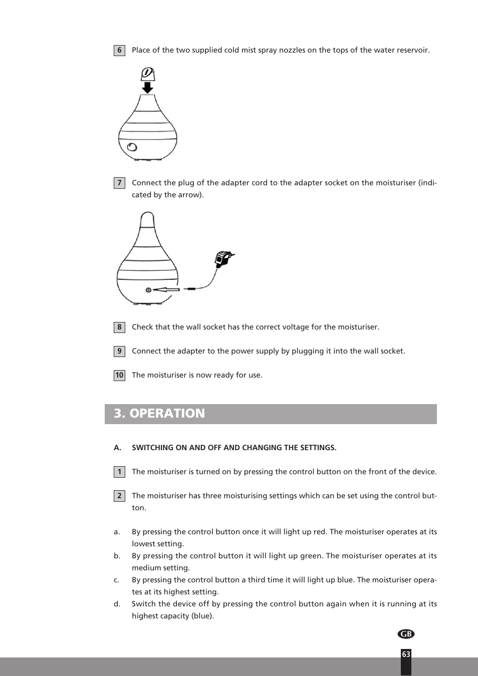 Operation | Qlima H130 User Manual | Page 63 / 140