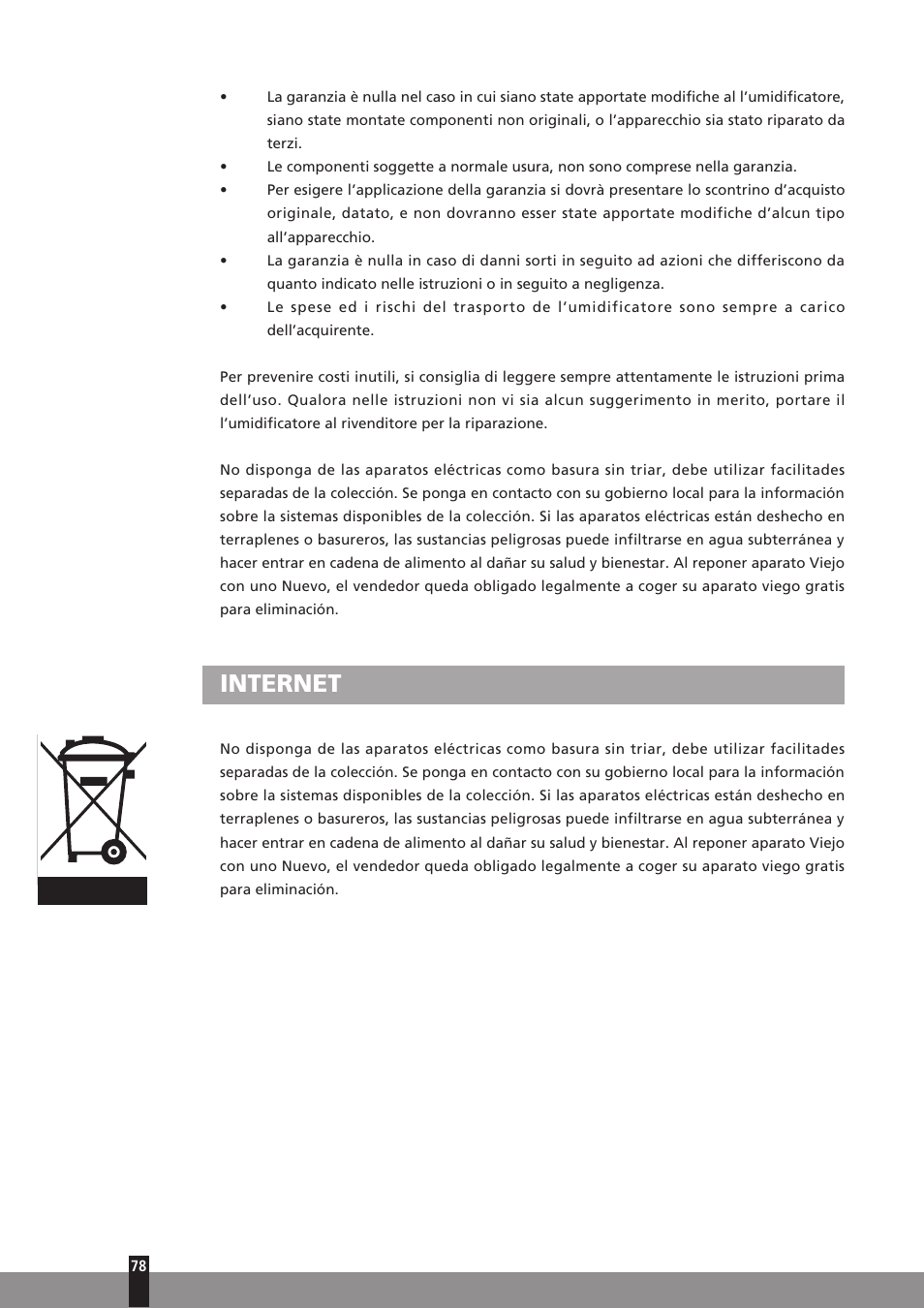 Internet | Qlima H130 User Manual | Page 78 / 140