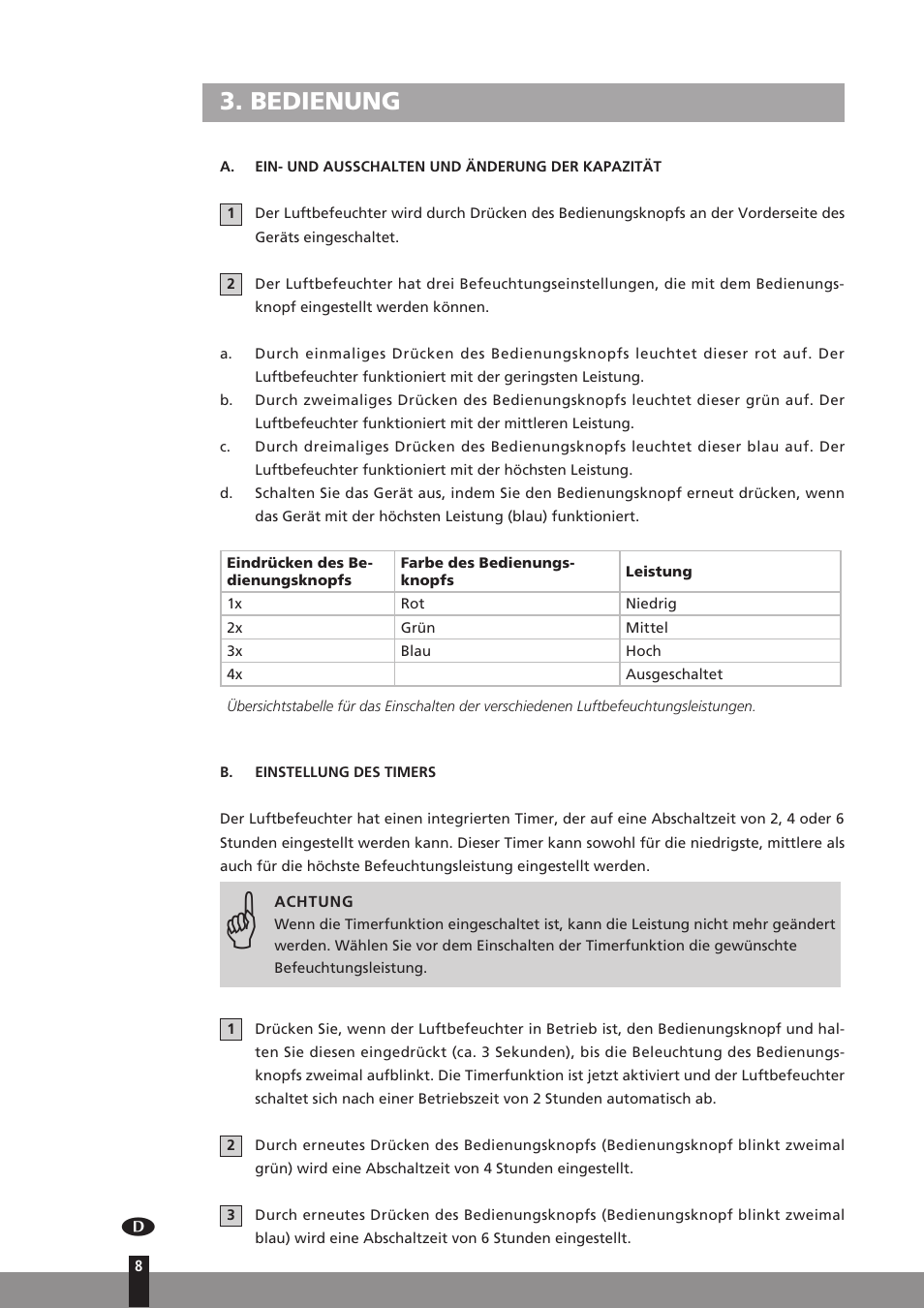 Bedienung | Qlima H130 User Manual | Page 8 / 140