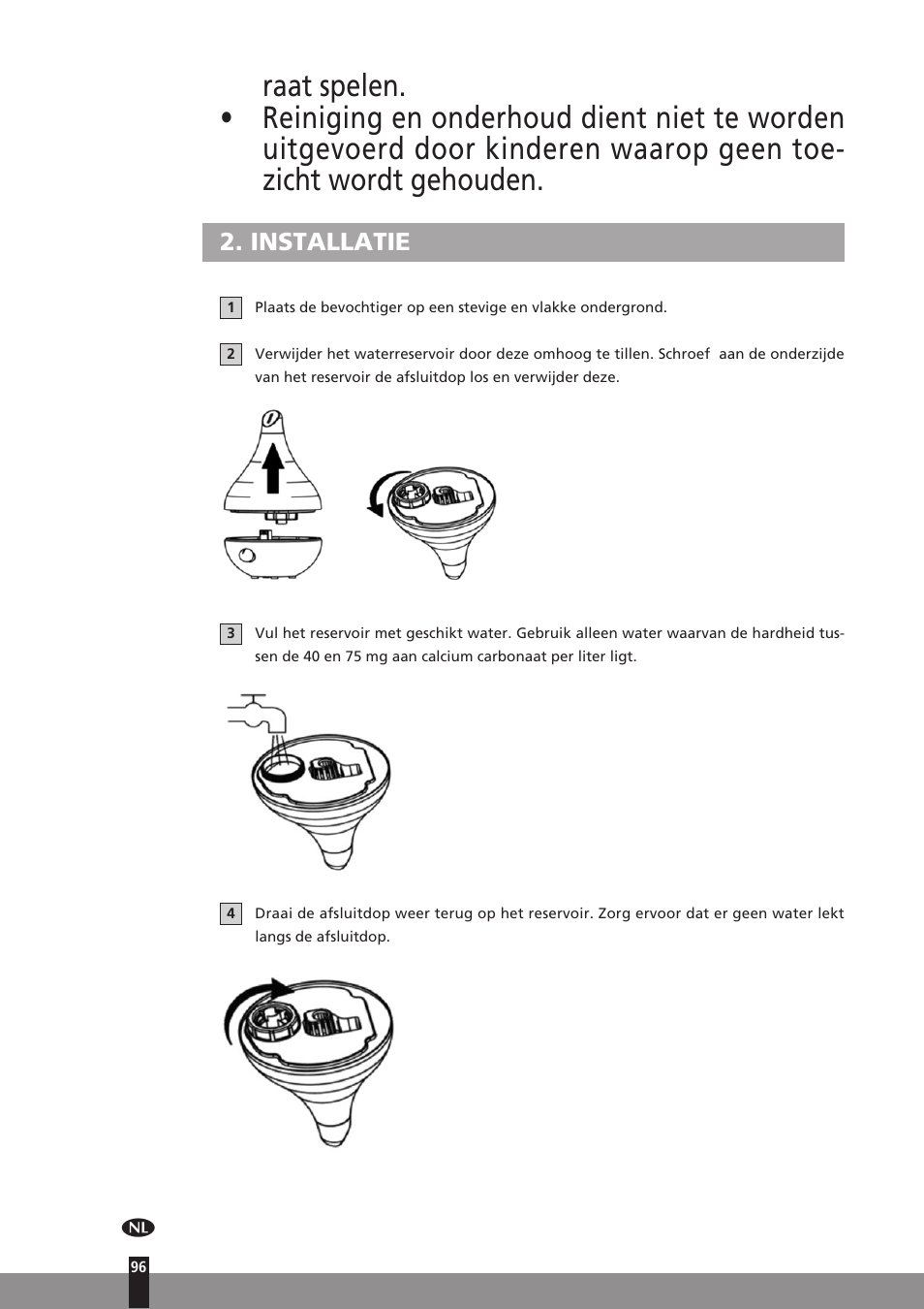 Installatie | Qlima H130 User Manual | Page 96 / 140