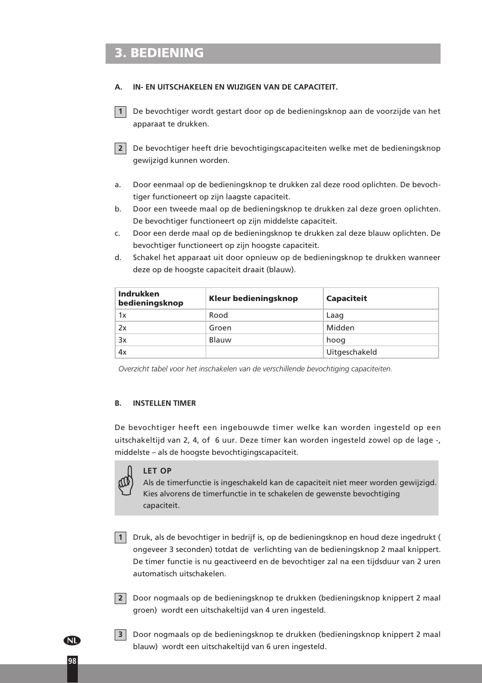 Bediening | Qlima H130 User Manual | Page 98 / 140
