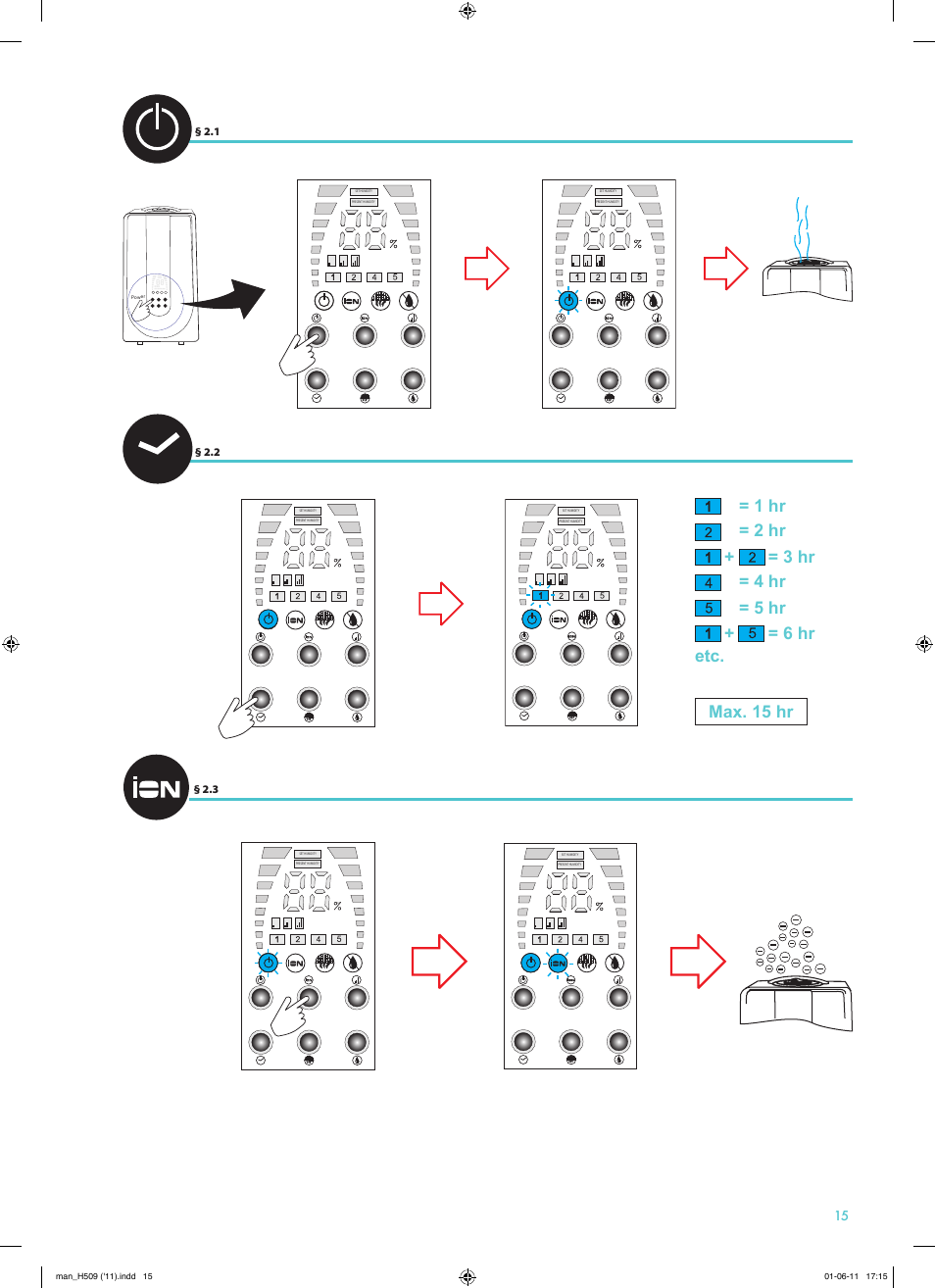 Max. 15 hr | Qlima H509 User Manual | Page 16 / 48