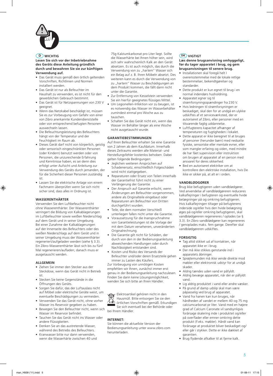 Qlima H509 User Manual | Page 6 / 48