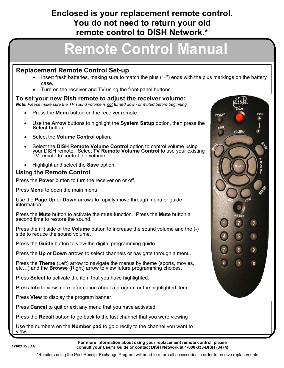 Dish Network Blue Button 1.5 User Manual | 1 page