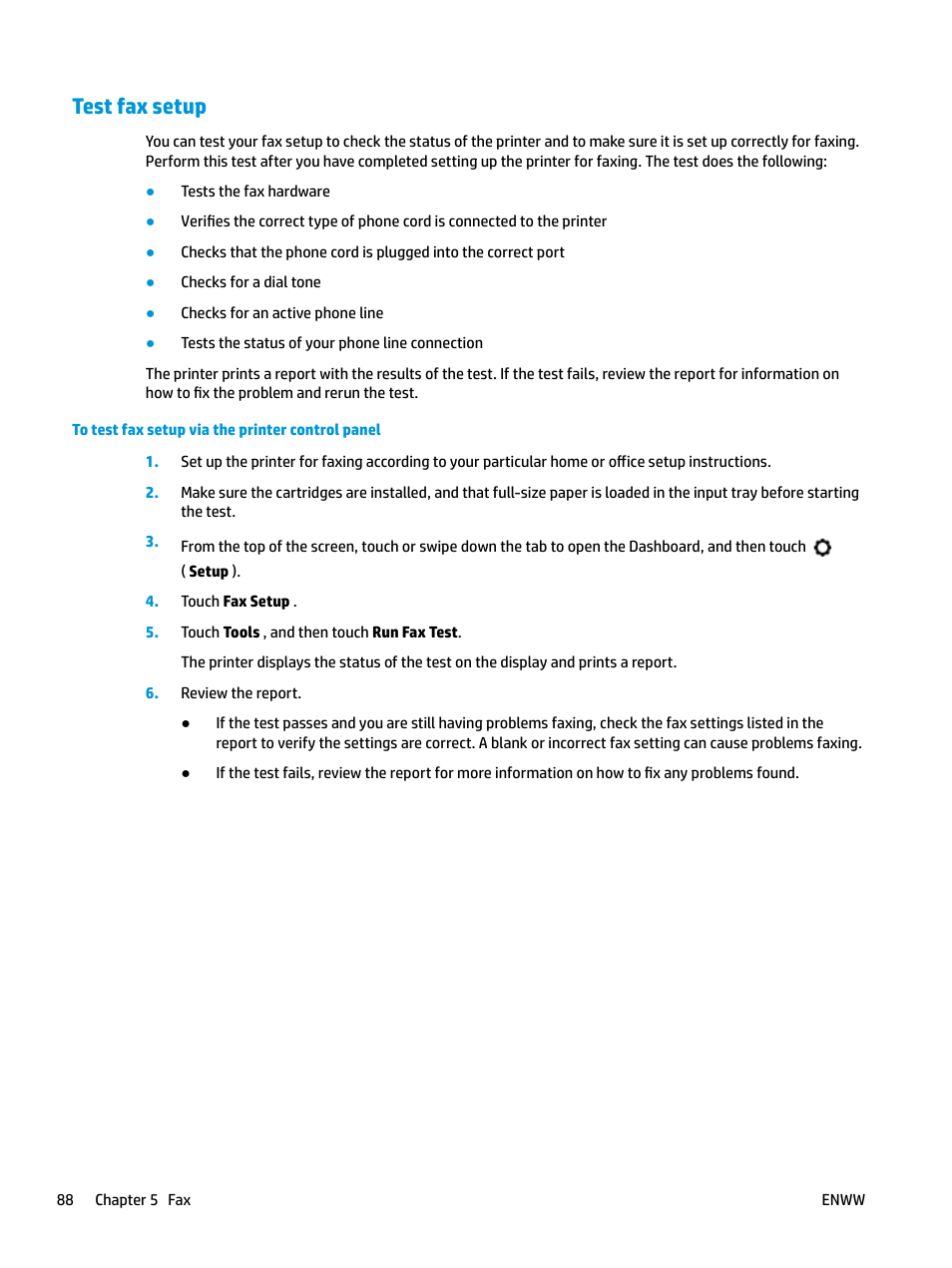 Test fax setup | HP OfficeJet Pro 7740 User Manual | Page 101 / 180