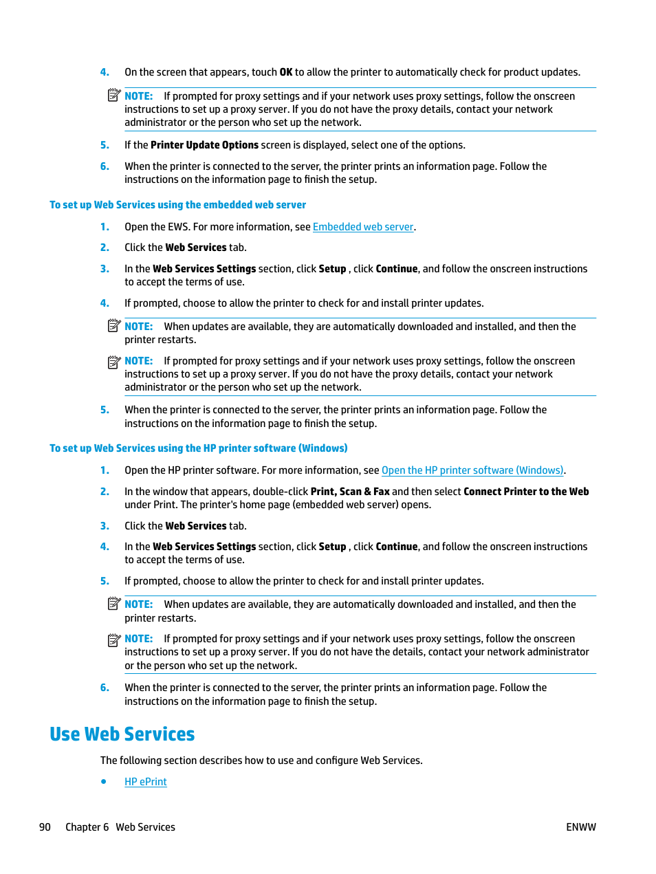 Use web services | HP OfficeJet Pro 7740 User Manual | Page 103 / 180