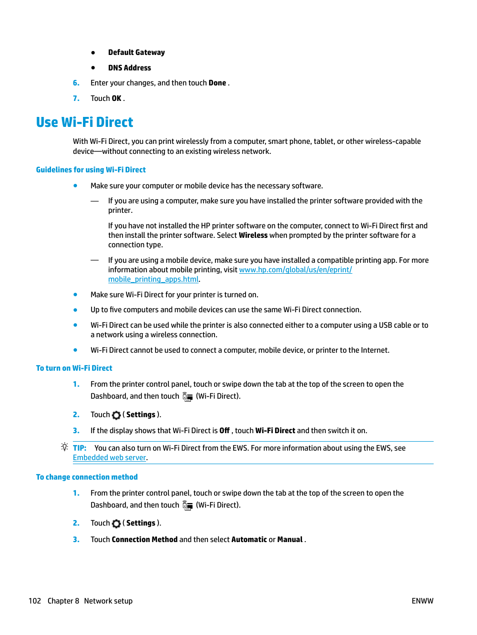 Use wi-fi direct | HP OfficeJet Pro 7740 User Manual | Page 115 / 180