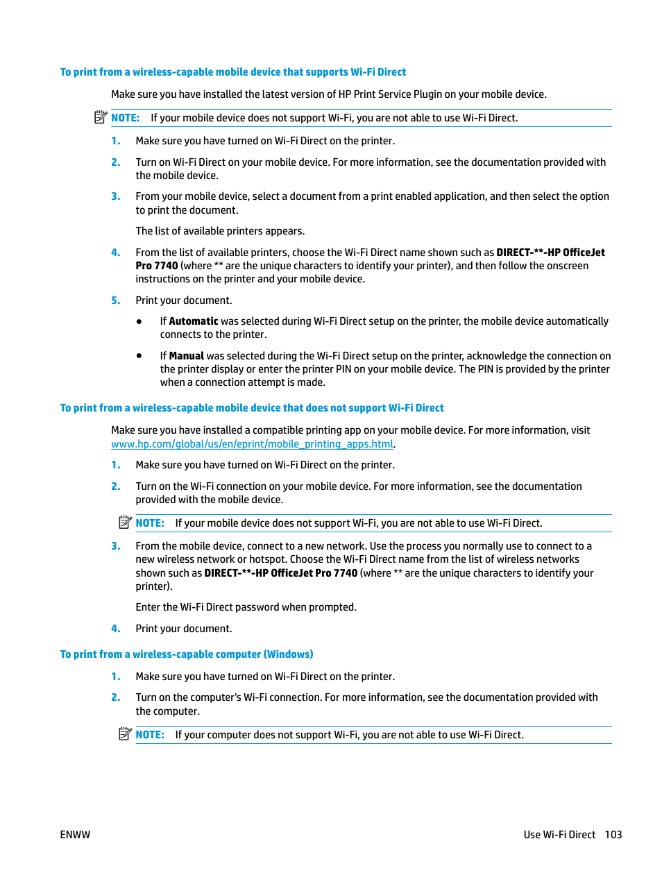 HP OfficeJet Pro 7740 User Manual | Page 116 / 180