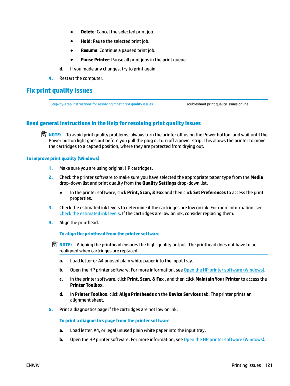 Fix print quality issues | HP OfficeJet Pro 7740 User Manual | Page 134 / 180