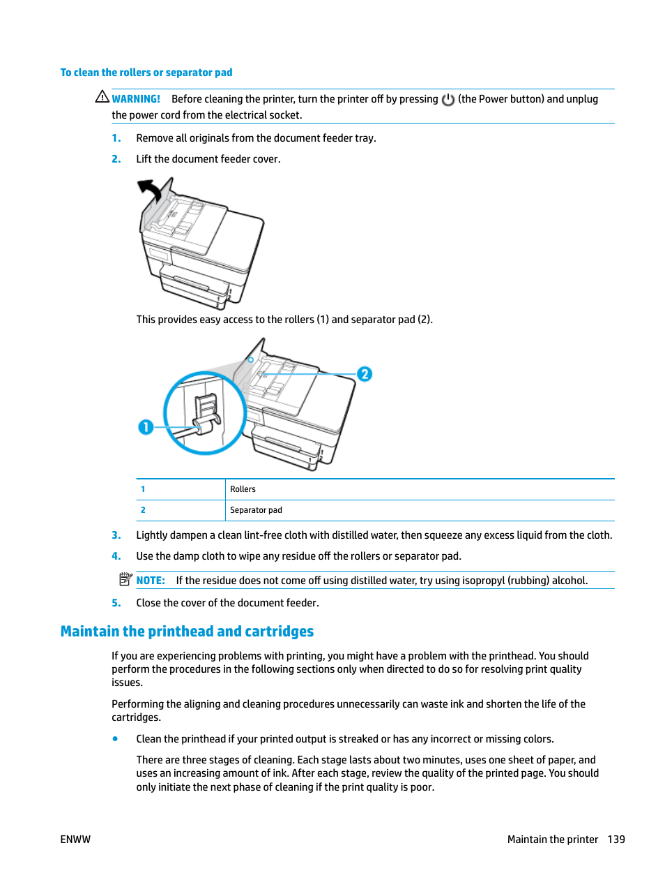 Maintain the printhead and cartridges | HP OfficeJet Pro 7740 User Manual | Page 152 / 180