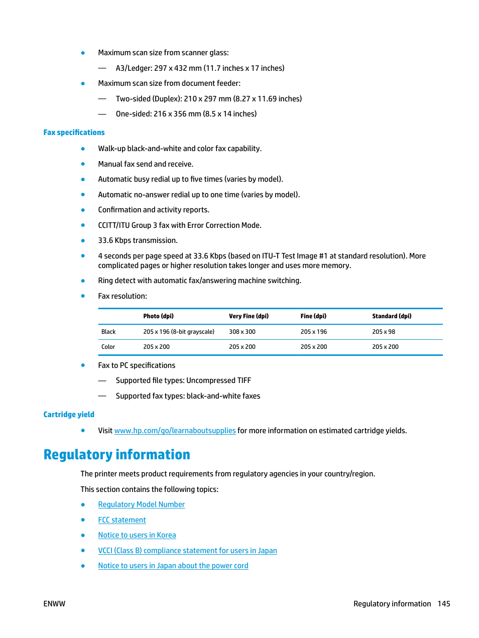 Regulatory information | HP OfficeJet Pro 7740 User Manual | Page 158 / 180