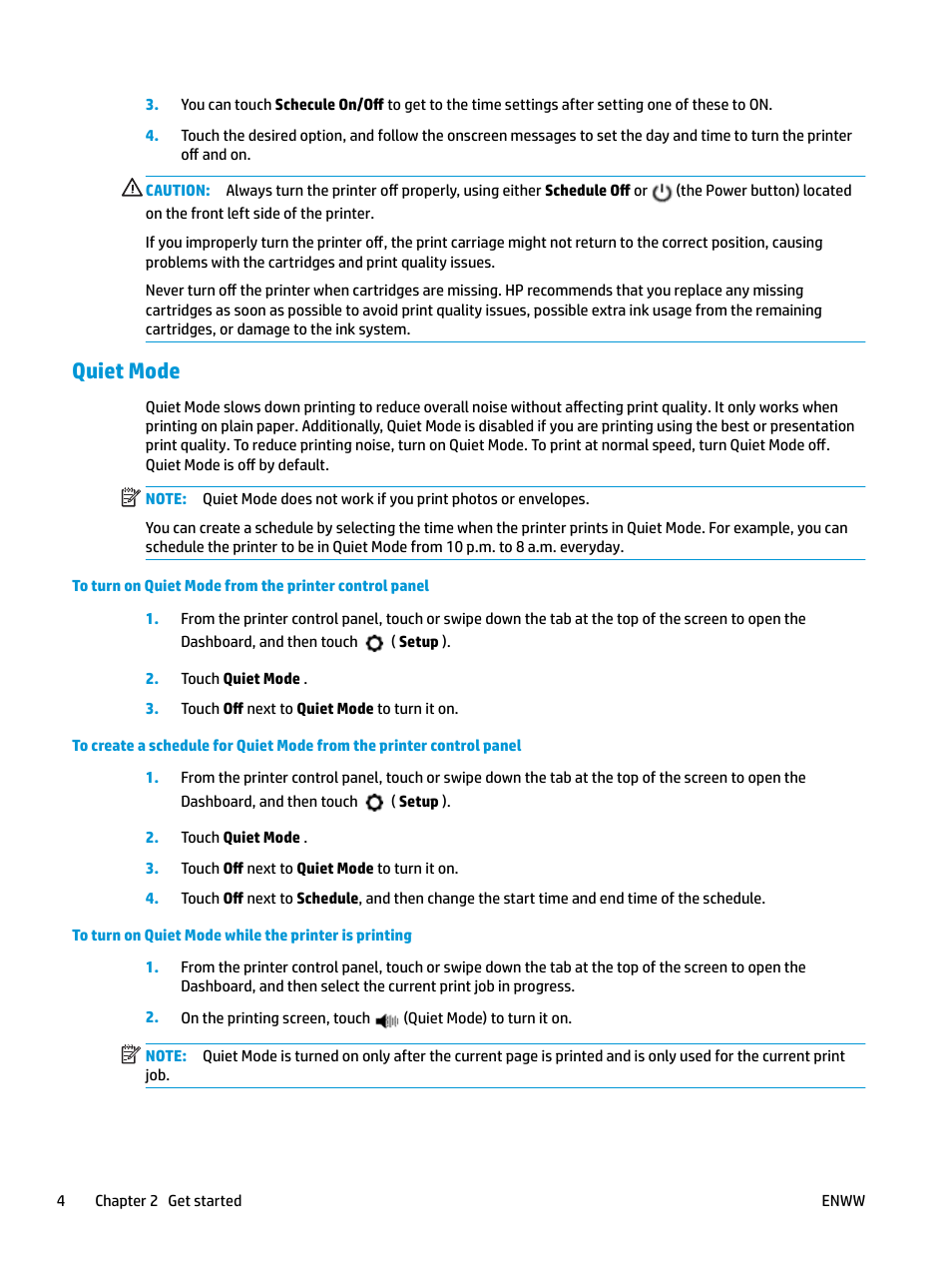 Quiet mode | HP OfficeJet Pro 7740 User Manual | Page 17 / 180