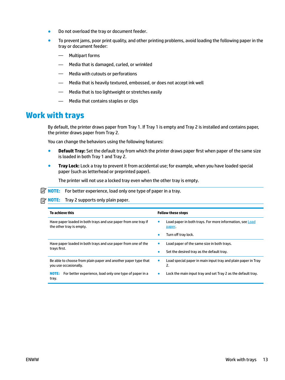 Work with trays | HP OfficeJet Pro 7740 User Manual | Page 26 / 180