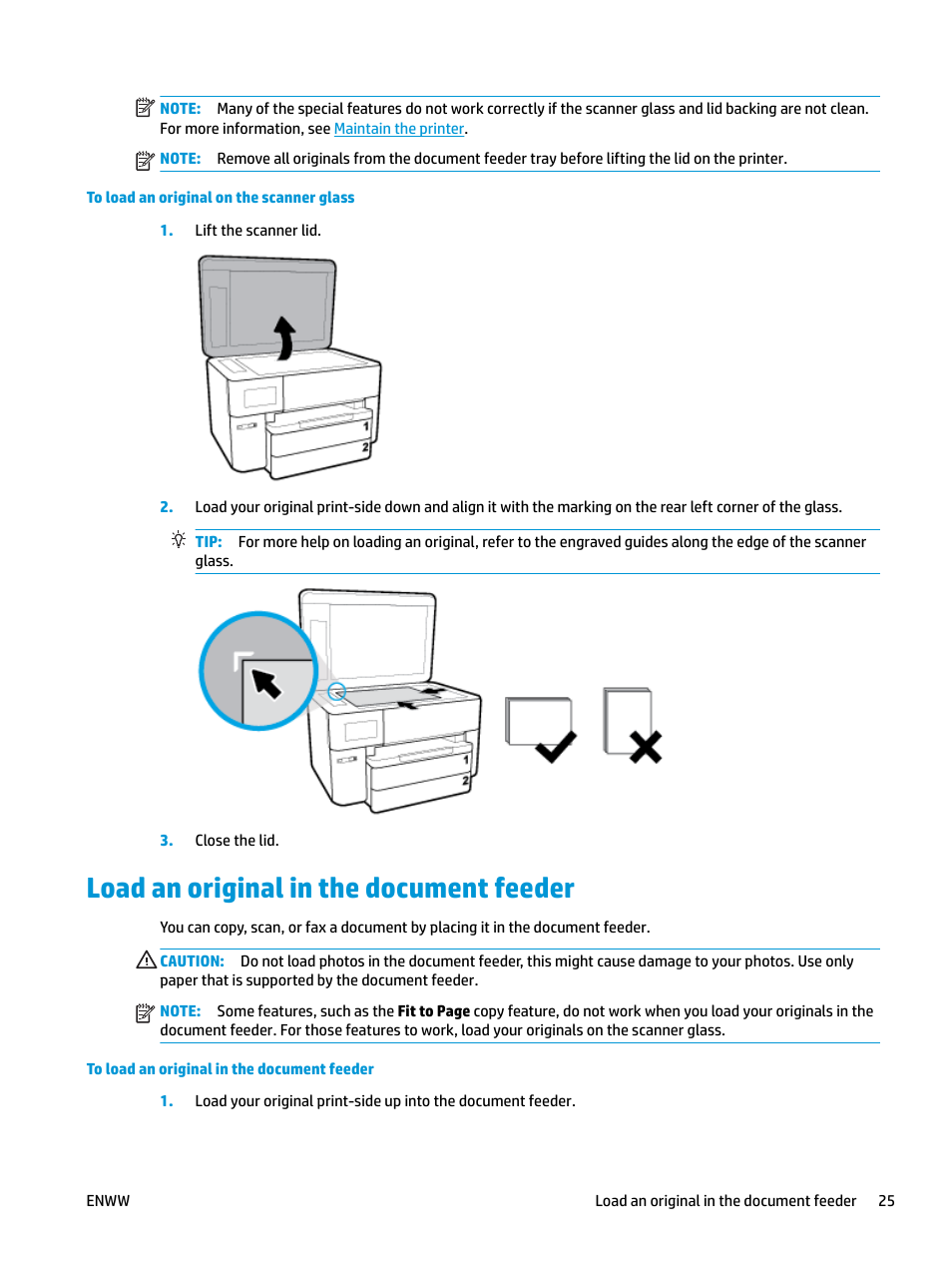 Load an original in the document feeder | HP OfficeJet Pro 7740 User Manual | Page 38 / 180