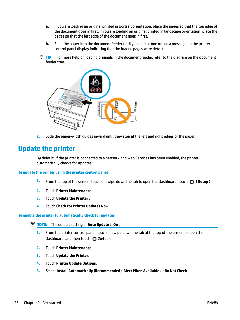 Update the printer | HP OfficeJet Pro 7740 User Manual | Page 39 / 180