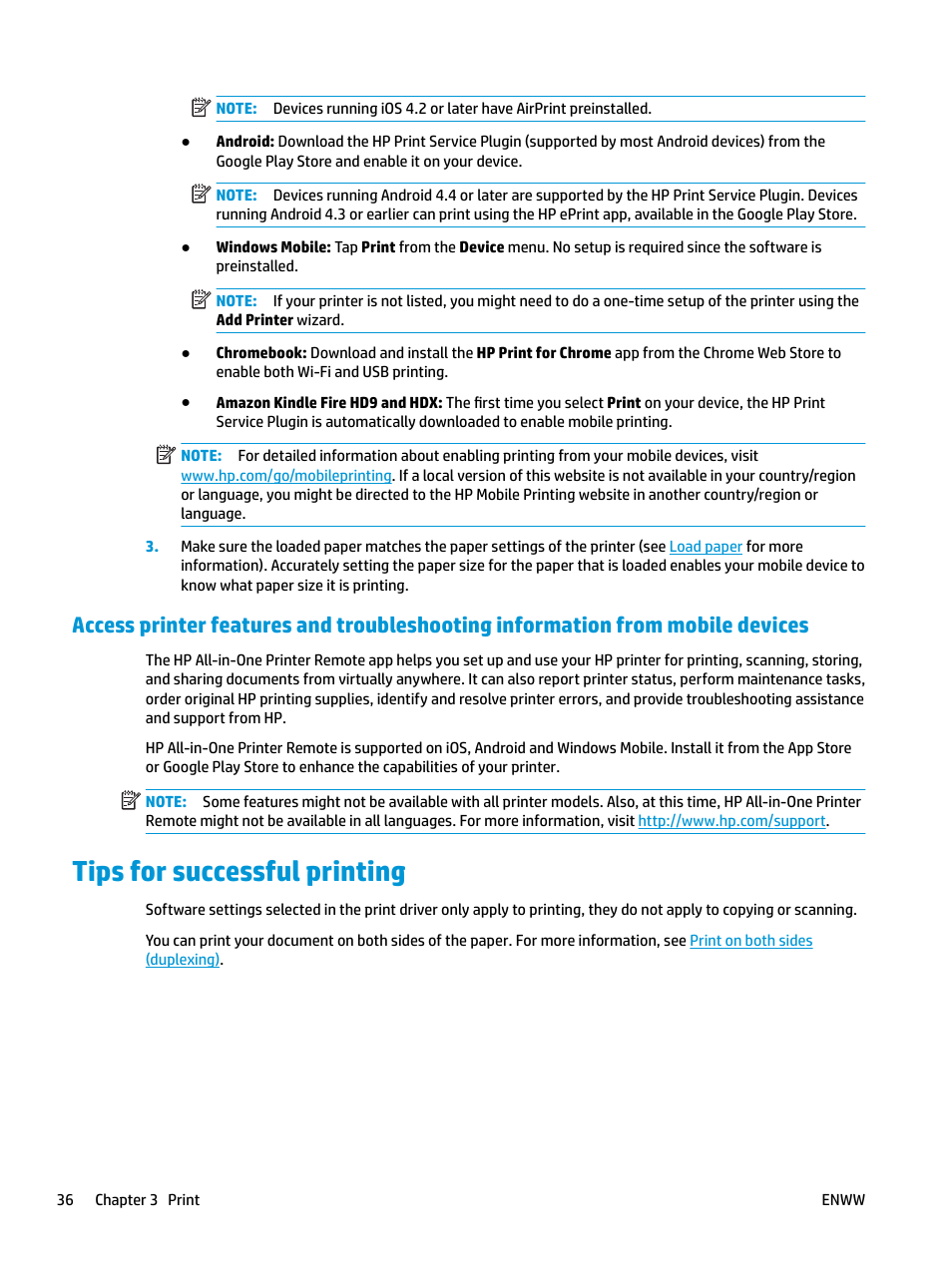 Tips for successful printing | HP OfficeJet Pro 7740 User Manual | Page 49 / 180