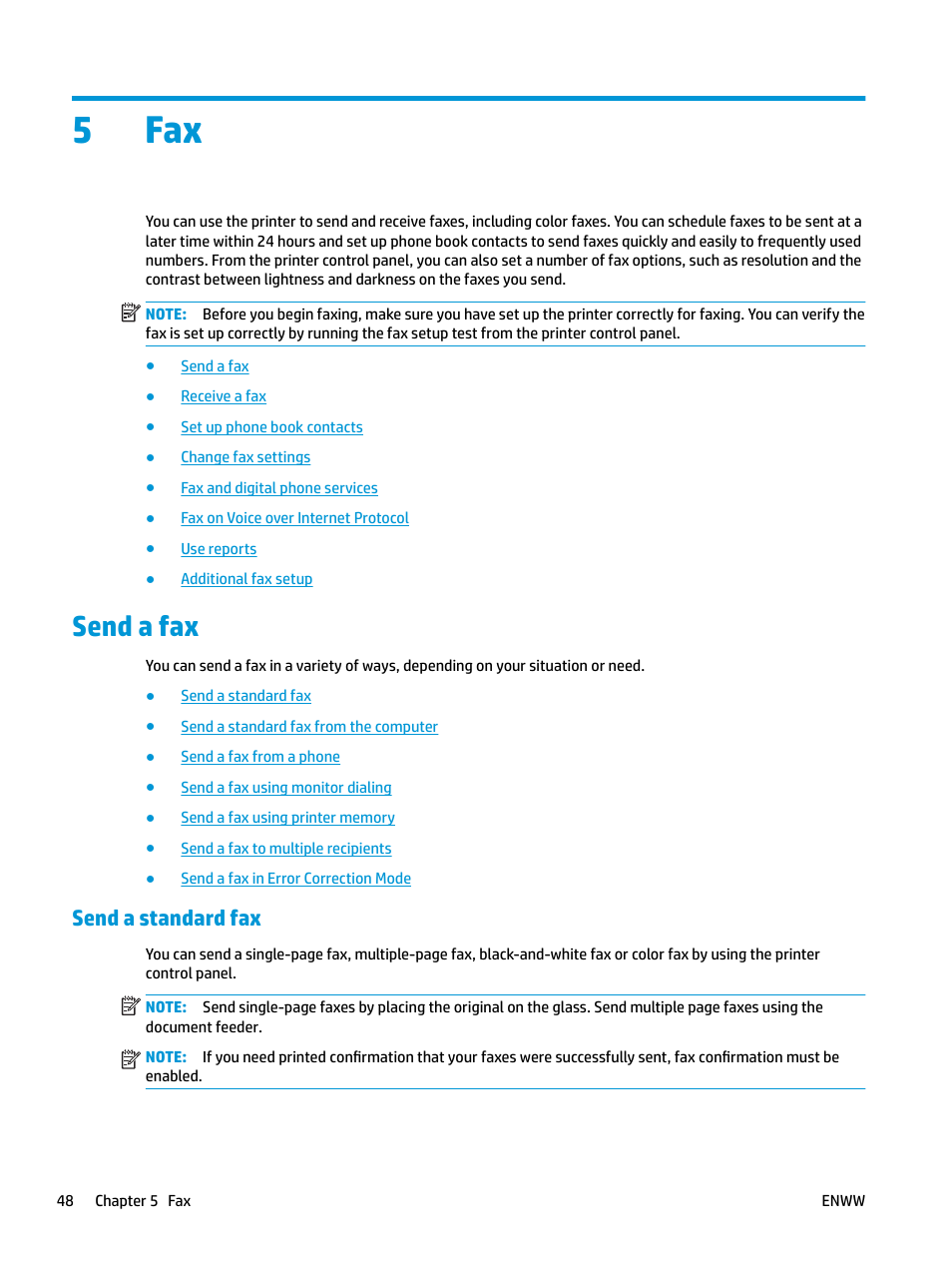 Send a fax, Send a standard fax, 5 fax | 5fax | HP OfficeJet Pro 7740 User Manual | Page 61 / 180