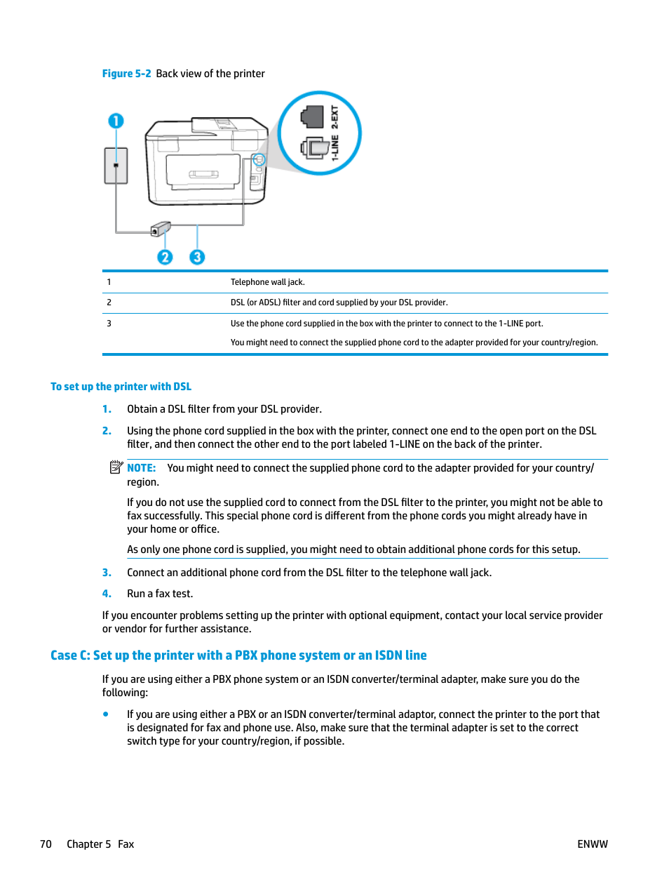 Case c: set up the printer with, A pbx phone system or an, Isdn line | HP OfficeJet Pro 7740 User Manual | Page 83 / 180