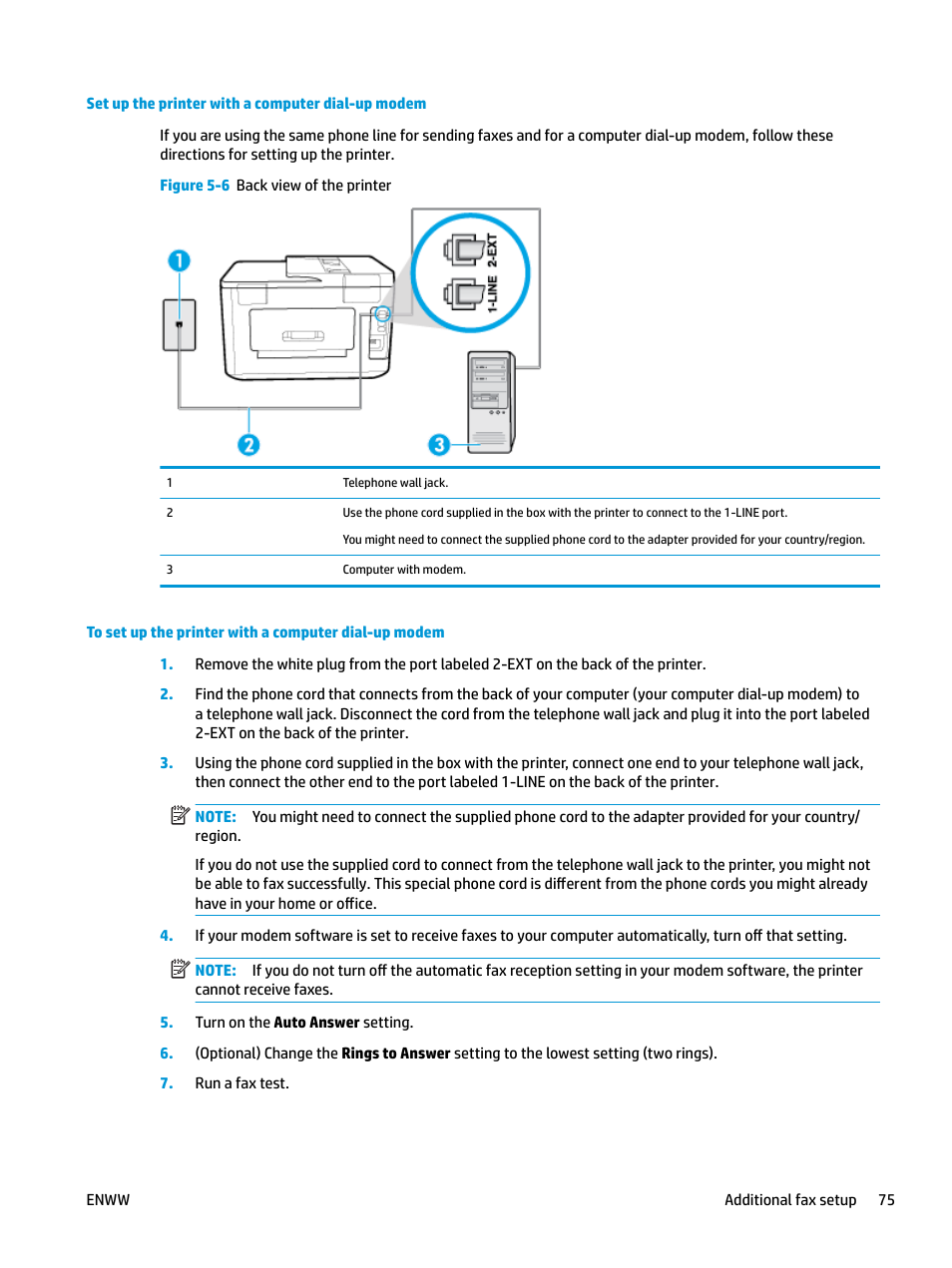 Set up the printer with a computer dial-up modem | HP OfficeJet Pro 7740 User Manual | Page 88 / 180