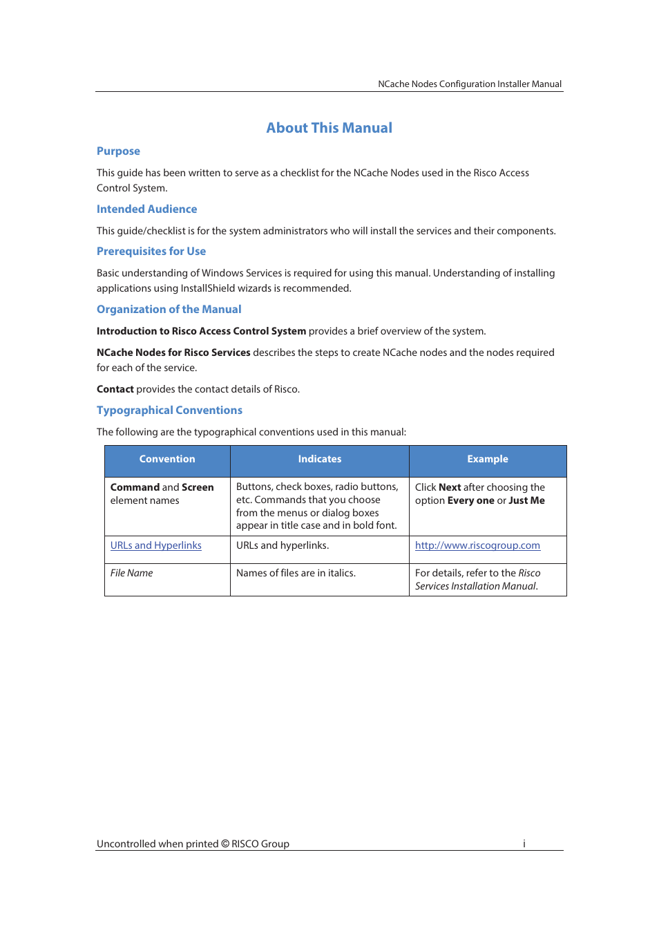 About this manual | RISCO Group NCache User Manual | Page 2 / 24