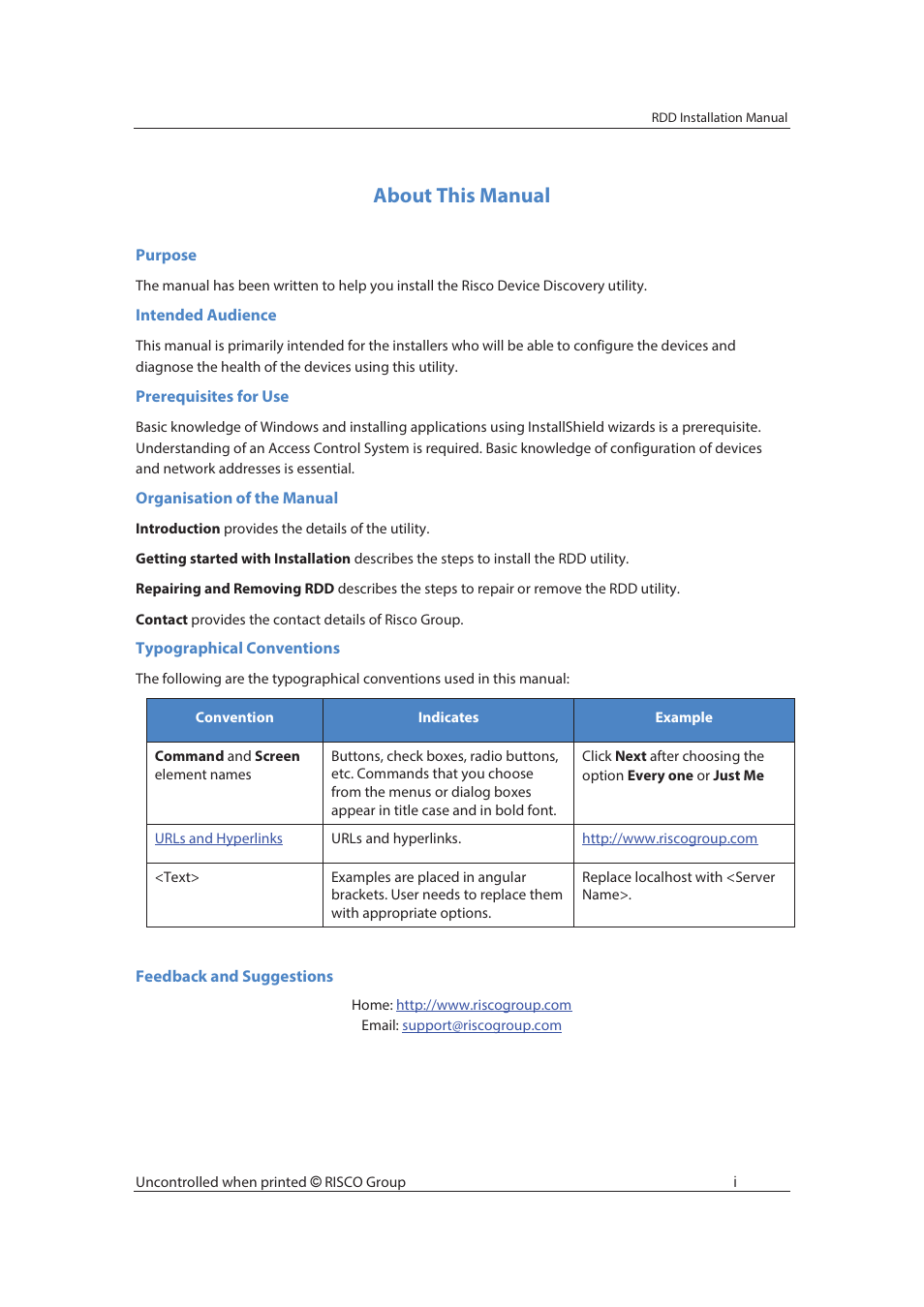 About this manual | RISCO Group Risco Device Discovery User Manual | Page 2 / 20