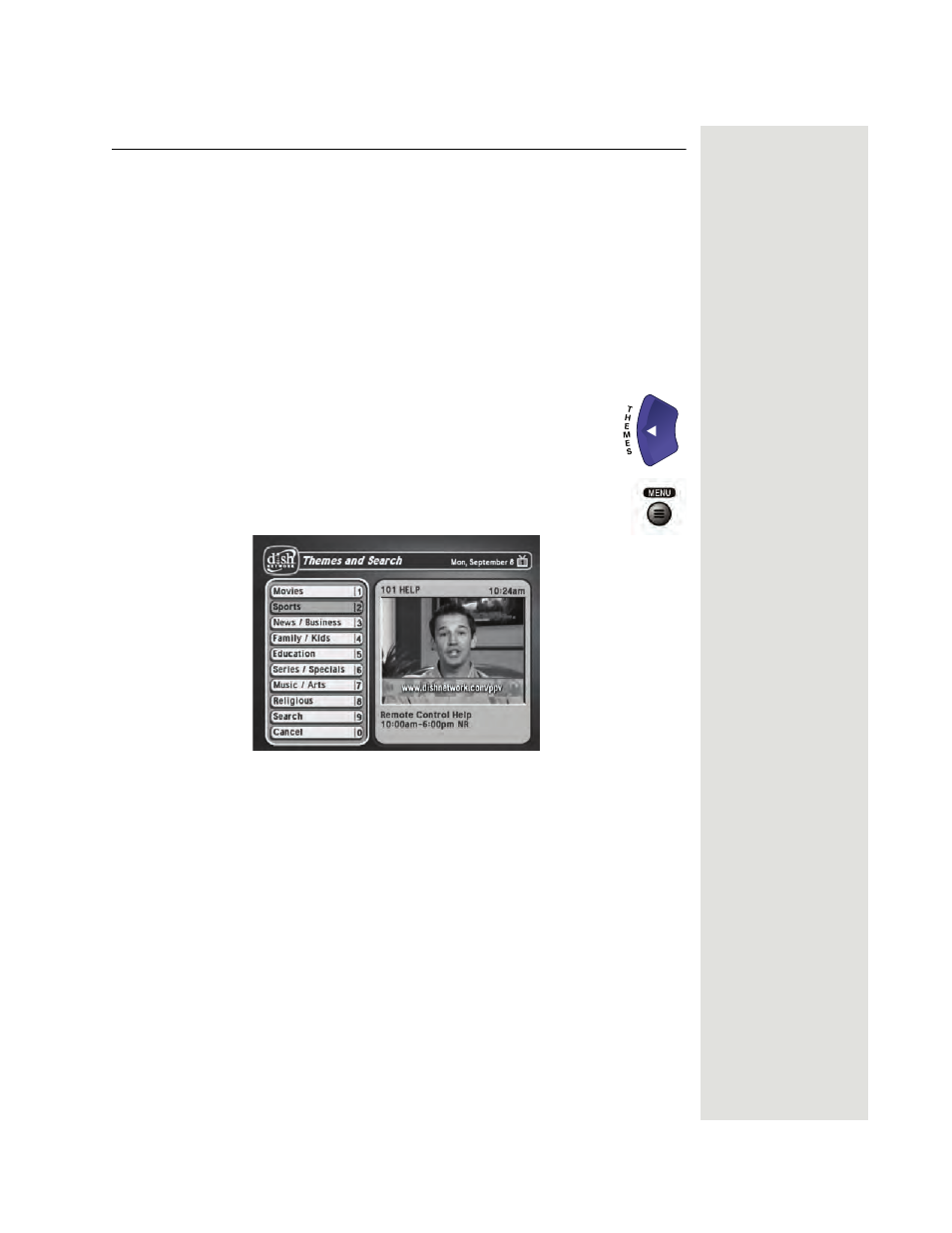 Using themes and search | Dish Network 512 User Manual | Page 76 / 136