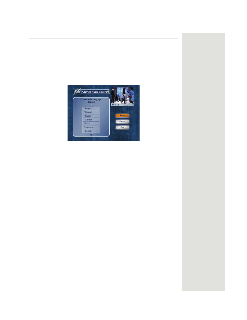 Changing audio languages for programs | Dish Network 512 User Manual | Page 88 / 136