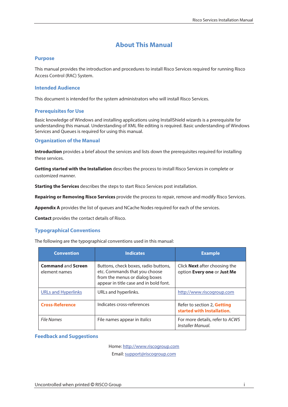 About this manual | RISCO Group Risco Services User Manual | Page 2 / 68