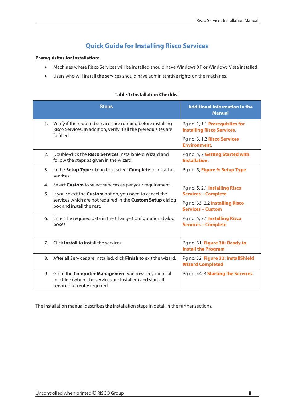 Quick guide for installing risco services | RISCO Group Risco Services User Manual | Page 3 / 68