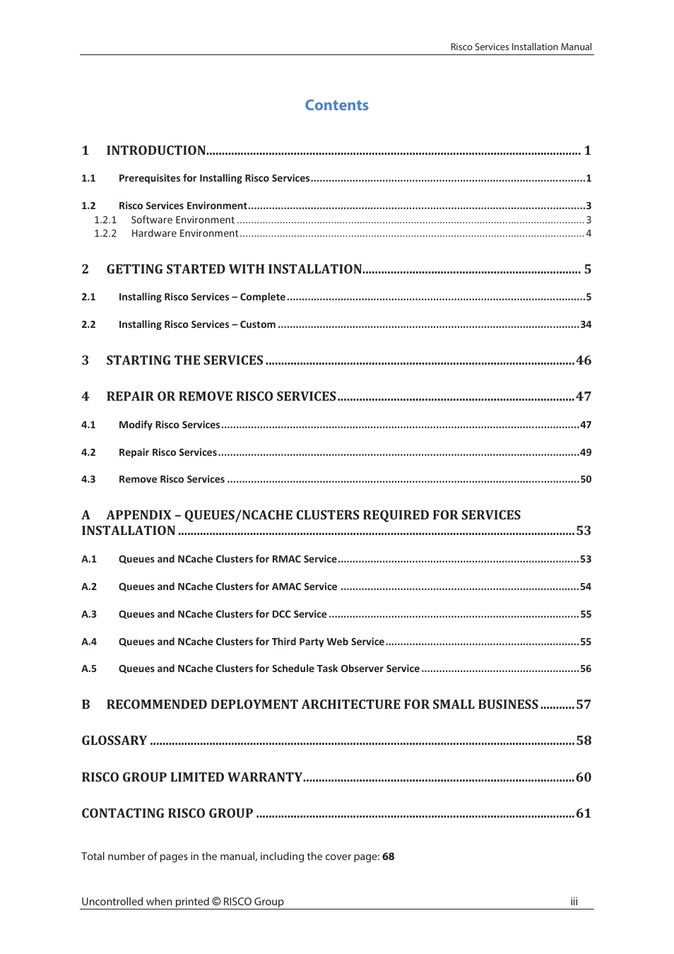 RISCO Group Risco Services User Manual | Page 4 / 68