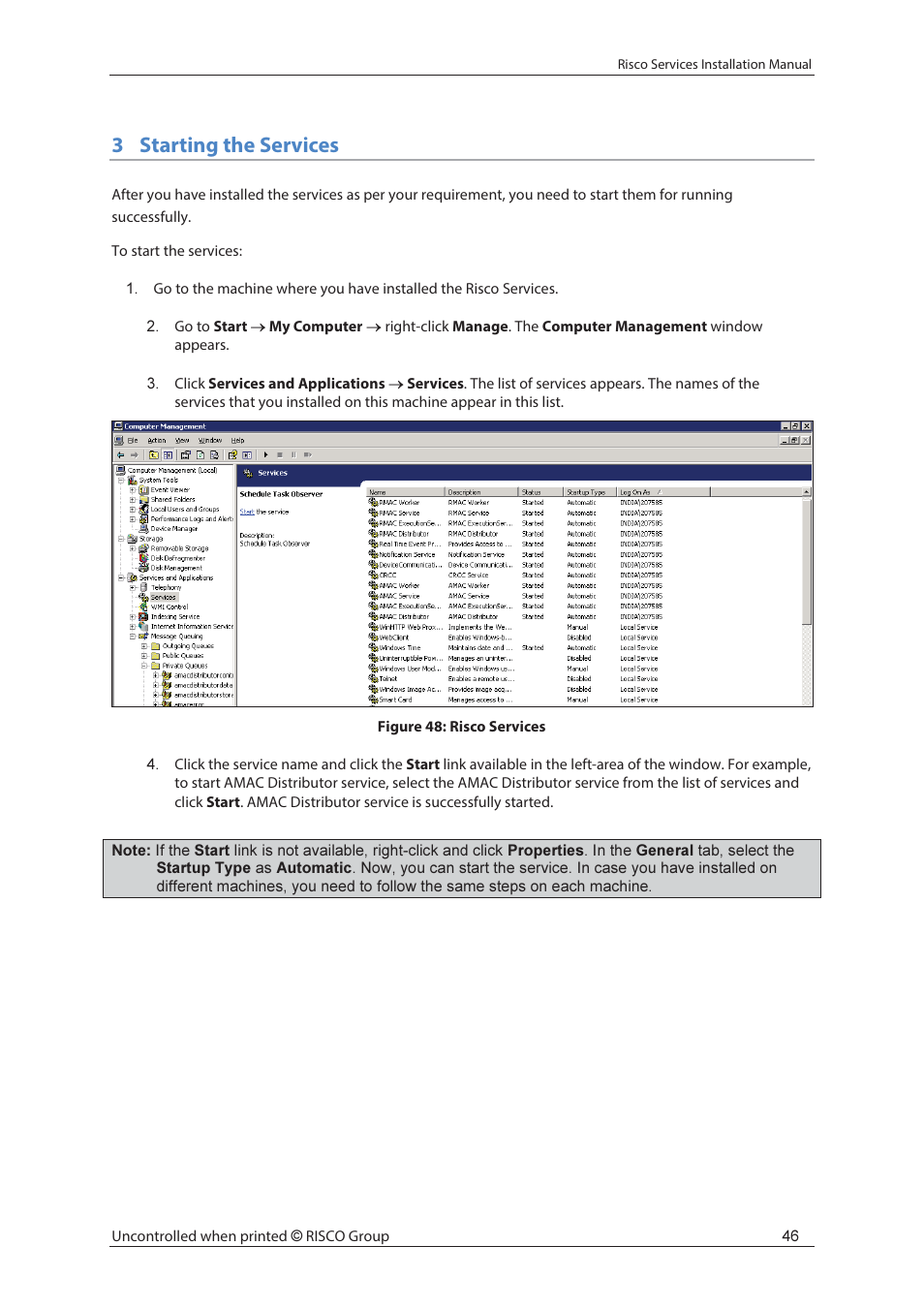 3starting the services | RISCO Group Risco Services User Manual | Page 53 / 68