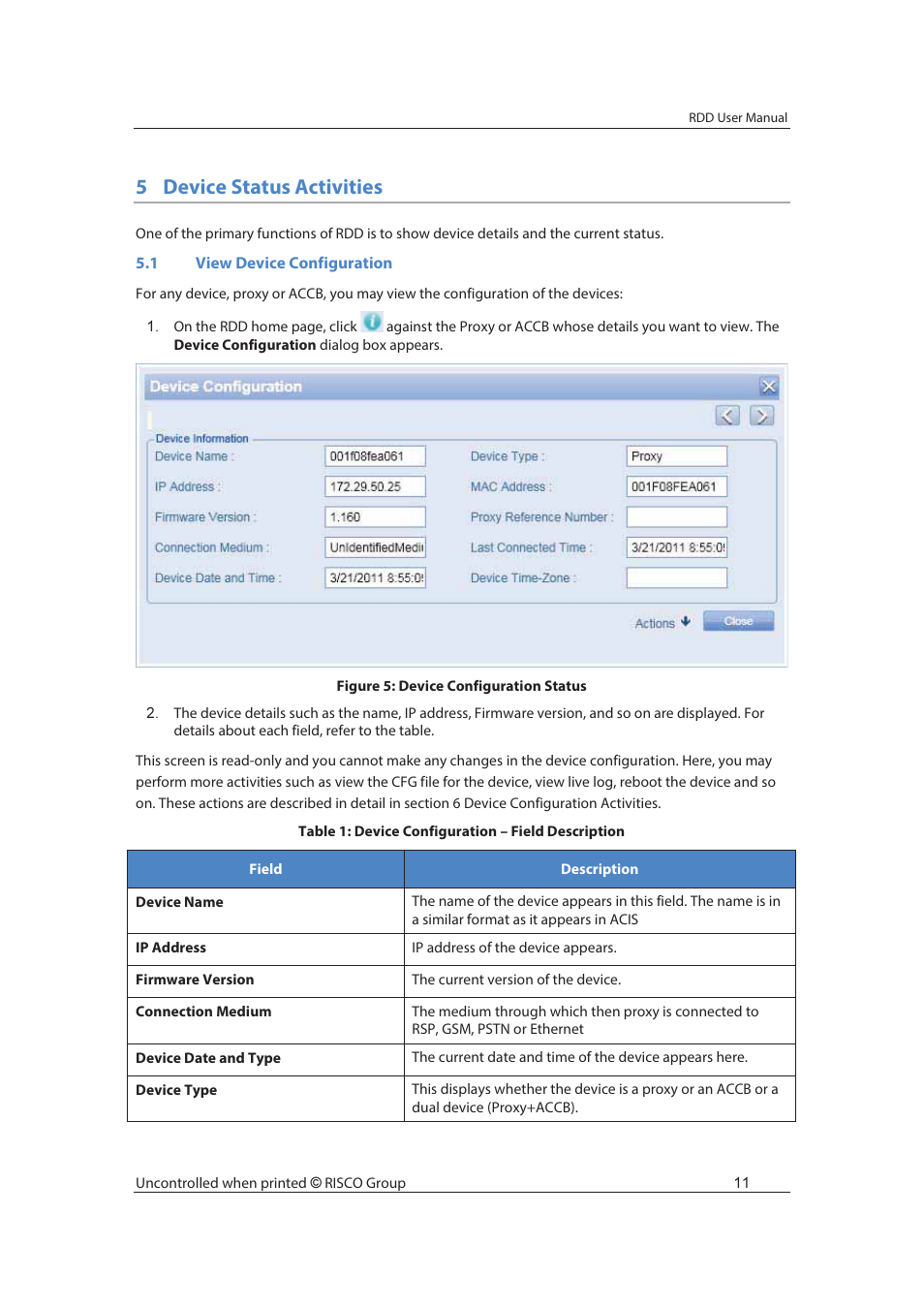 5device status activities | RISCO Group axesplus® RDD User Manual | Page 12 / 28