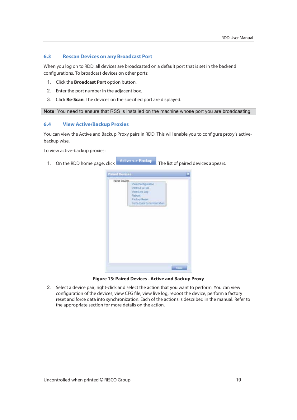 RISCO Group axesplus® RDD User Manual | Page 20 / 28