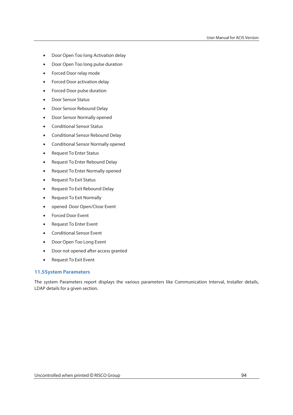 RISCO Group ACIS User Manual | Page 103 / 111