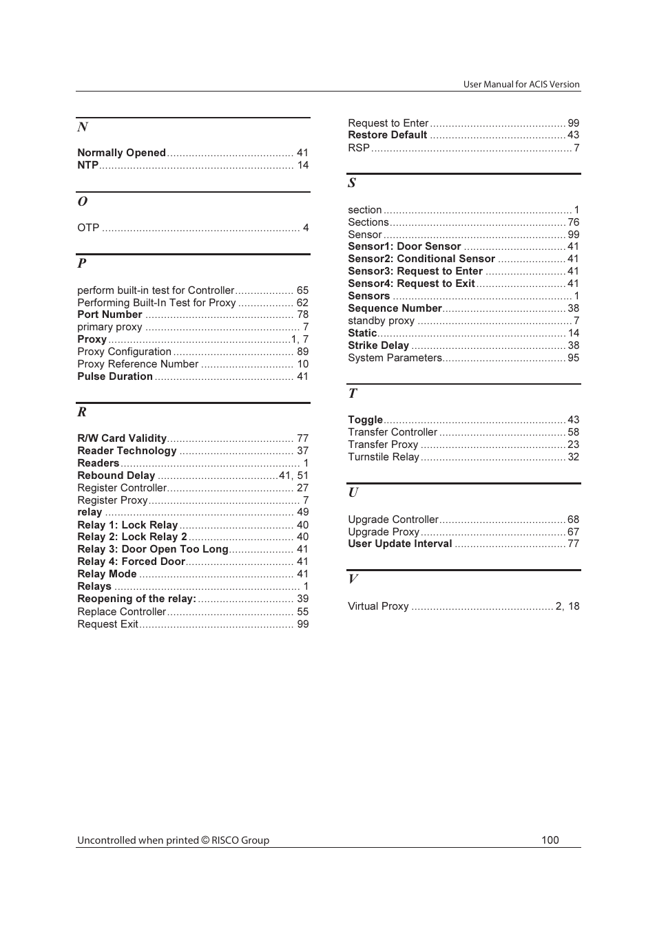 RISCO Group ACIS User Manual | Page 109 / 111