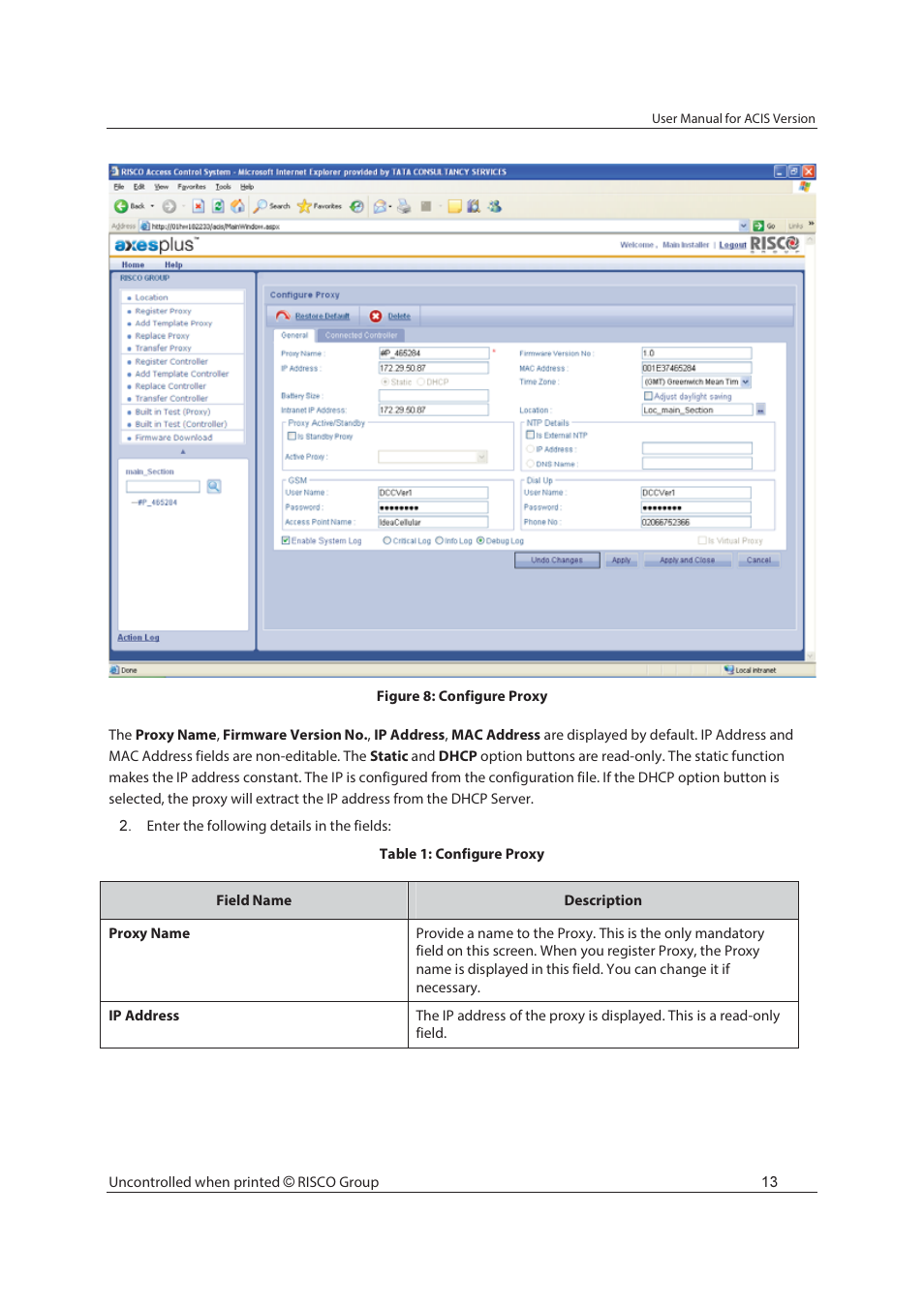 RISCO Group ACIS User Manual | Page 22 / 111