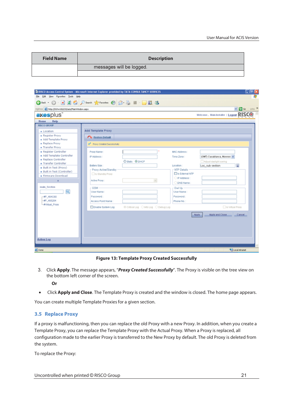 RISCO Group ACIS User Manual | Page 30 / 111