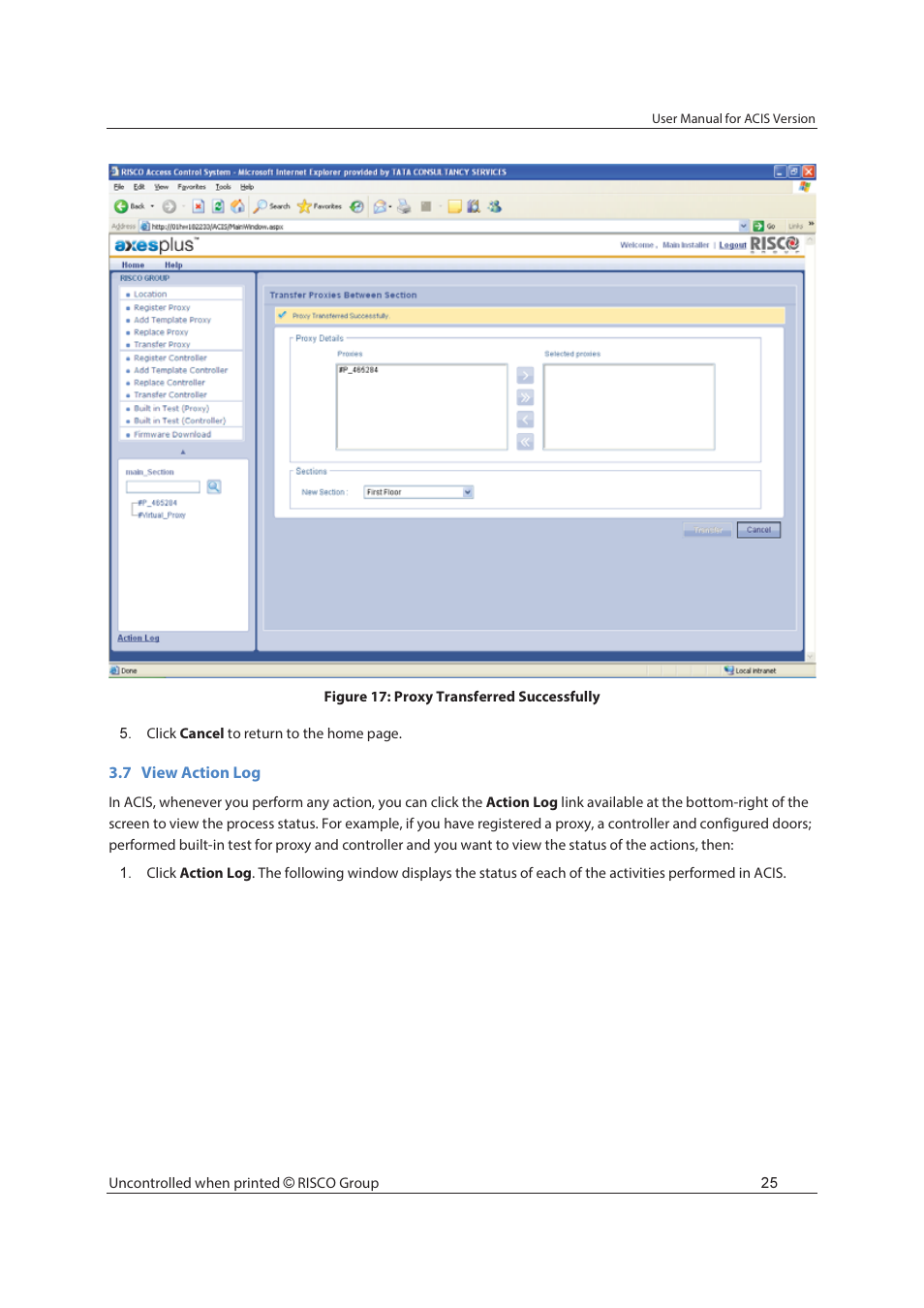 RISCO Group ACIS User Manual | Page 34 / 111