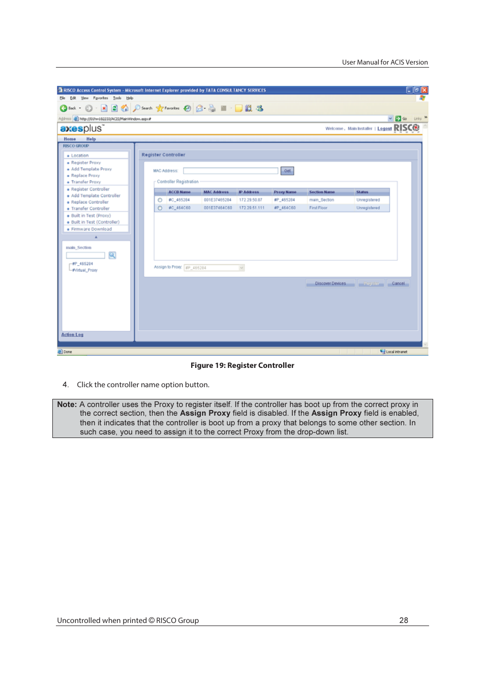 RISCO Group ACIS User Manual | Page 37 / 111