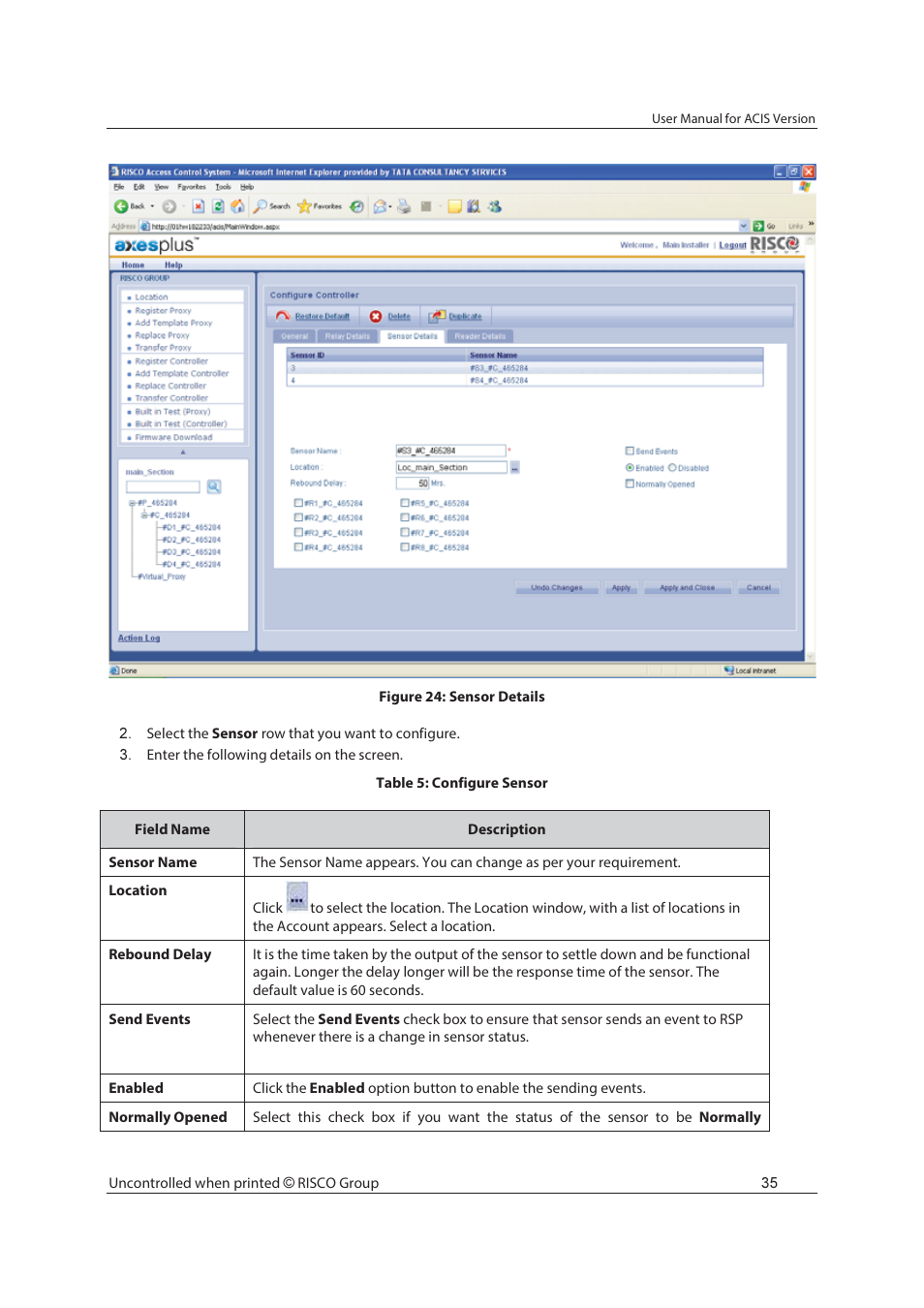 RISCO Group ACIS User Manual | Page 44 / 111