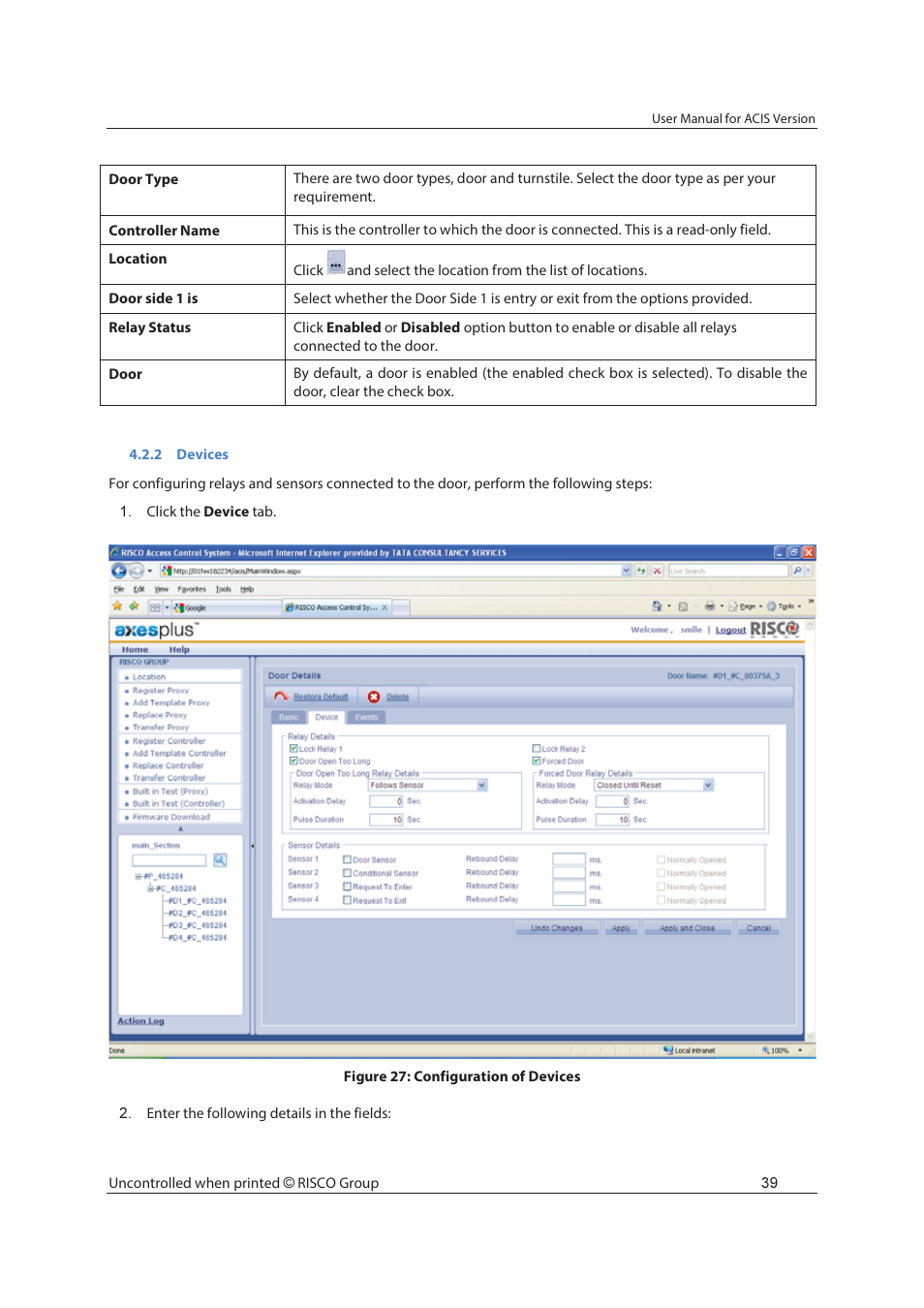 RISCO Group ACIS User Manual | Page 48 / 111