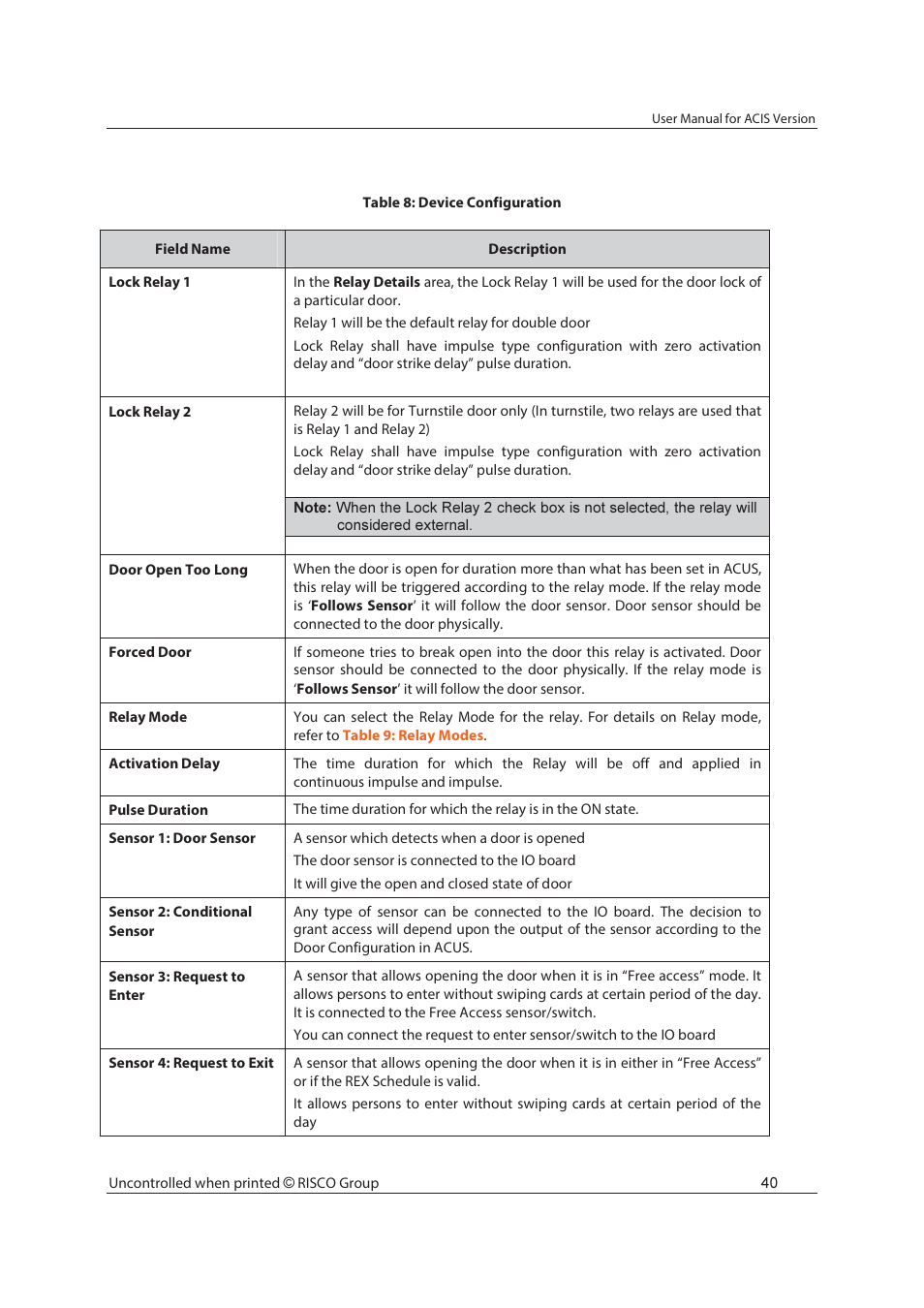 RISCO Group ACIS User Manual | Page 49 / 111