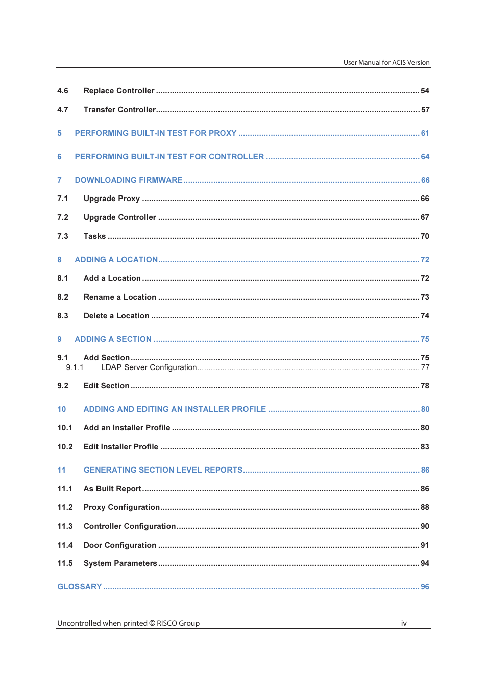 RISCO Group ACIS User Manual | Page 5 / 111