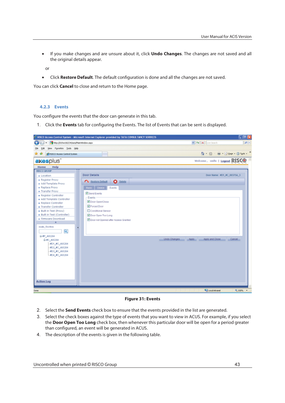 RISCO Group ACIS User Manual | Page 52 / 111