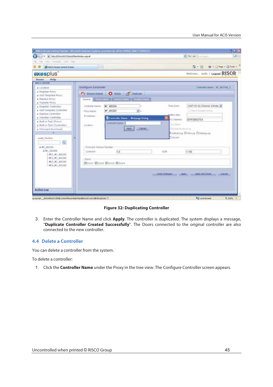 RISCO Group ACIS User Manual | Page 54 / 111