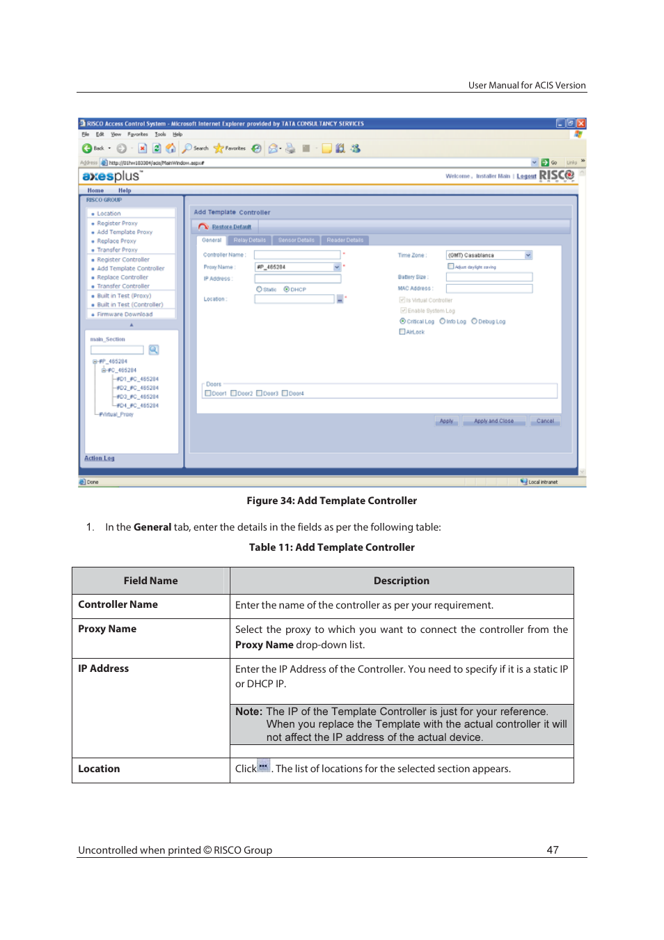 RISCO Group ACIS User Manual | Page 56 / 111