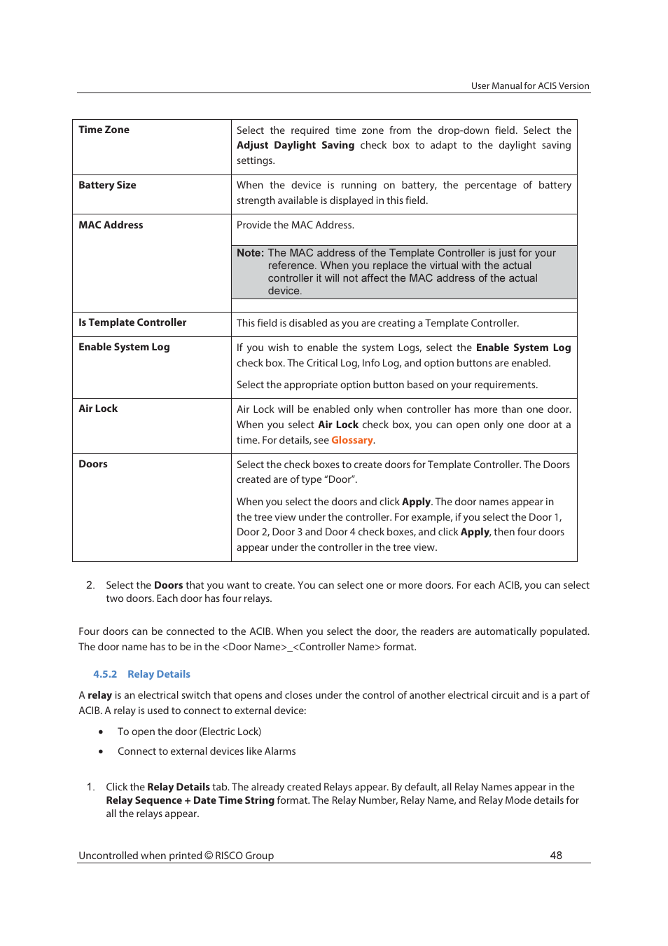 RISCO Group ACIS User Manual | Page 57 / 111