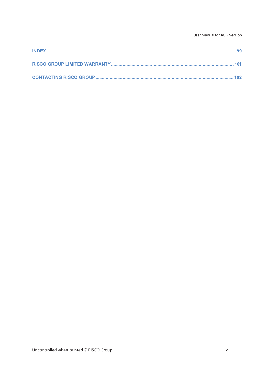 RISCO Group ACIS User Manual | Page 6 / 111